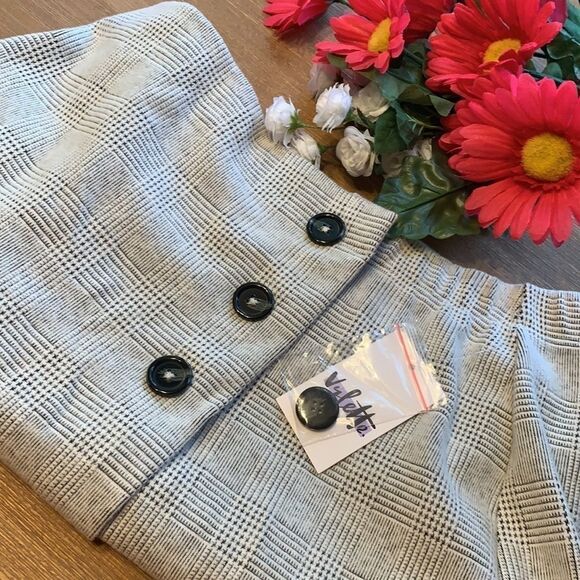 Vylette Faux Wrap Black and White Checkered Stretch Skirt Juniors Size Large - Picture 12 of 12